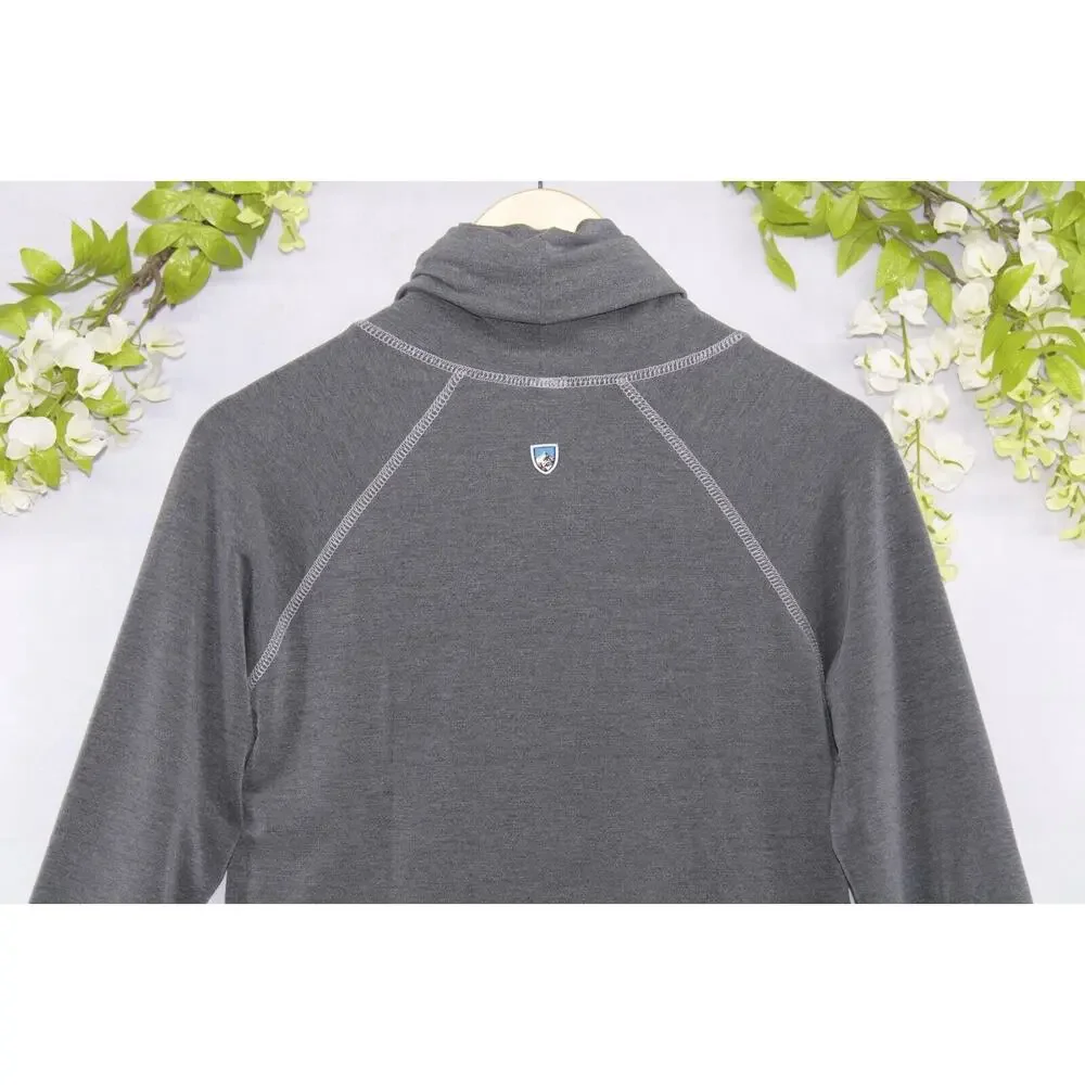 Kuhl Small Women's Alea Cowl Neck Pullover Thumbholes Gray Outdoor Hiking